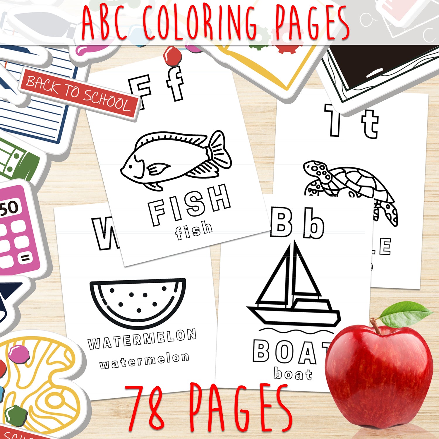 Downloadable Printable ABC Coloring Educational Worksheets for Kids