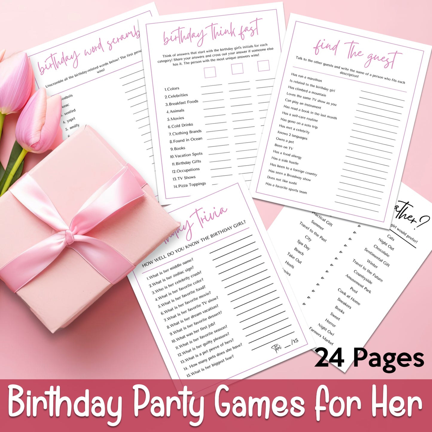 Downloadable Printable Birthday Party Games for Her