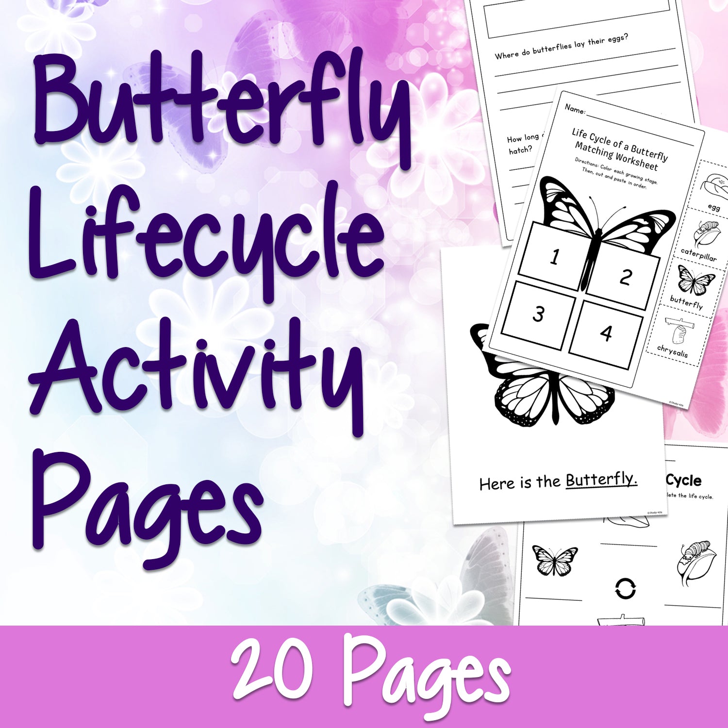 Butterfly downloadable printable activity for kids