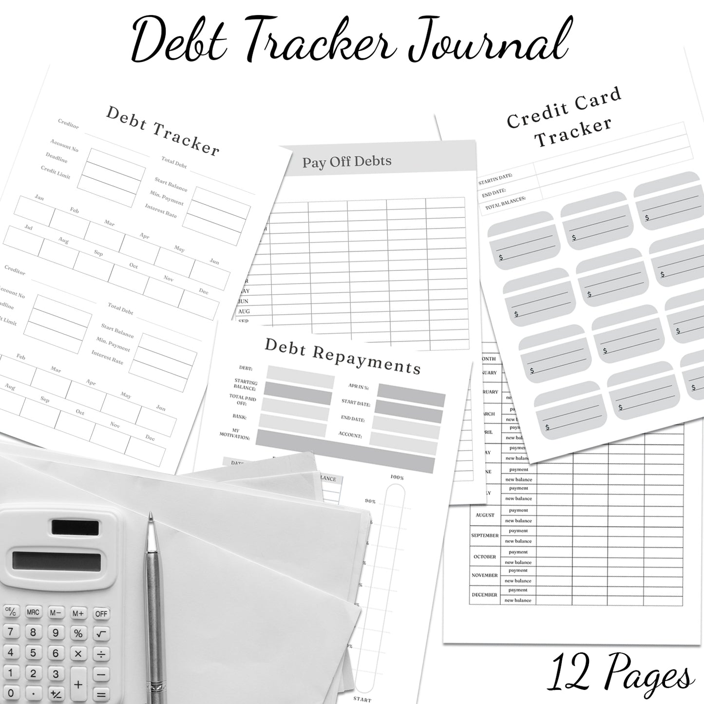 Downloadable Printable Debt Tracker Journal