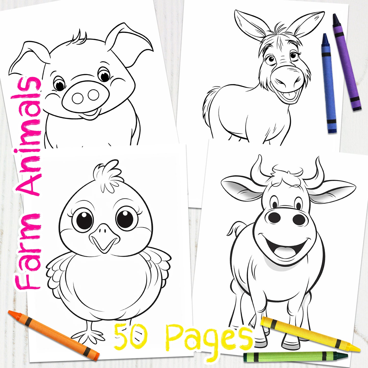 Downloadable Printable Farm Animals Coloring Pages for Kids