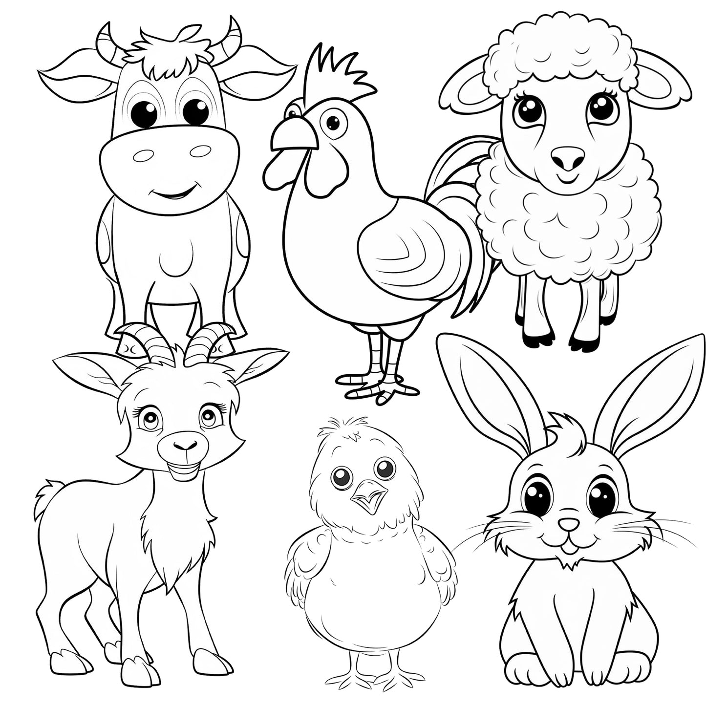 Downloadable Printable Farm Animals Coloring Pages for Kids