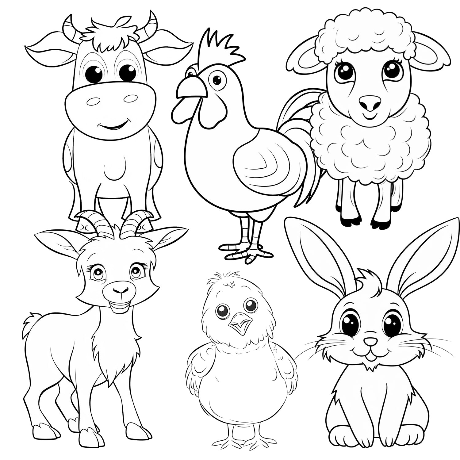 Downloadable Printable Farm Animals Coloring Pages for Kids