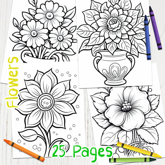 Downloadable Printable Flowers Coloring Pages for Kids