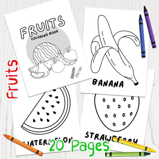 Downloadable Printable Fruits Coloring Pages for Kids