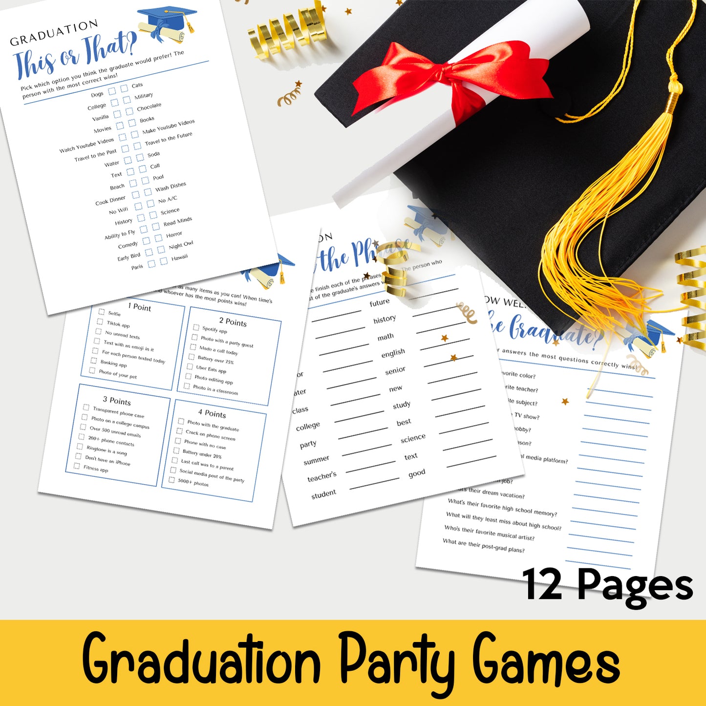 Downloadable Printable Graduation Party Games