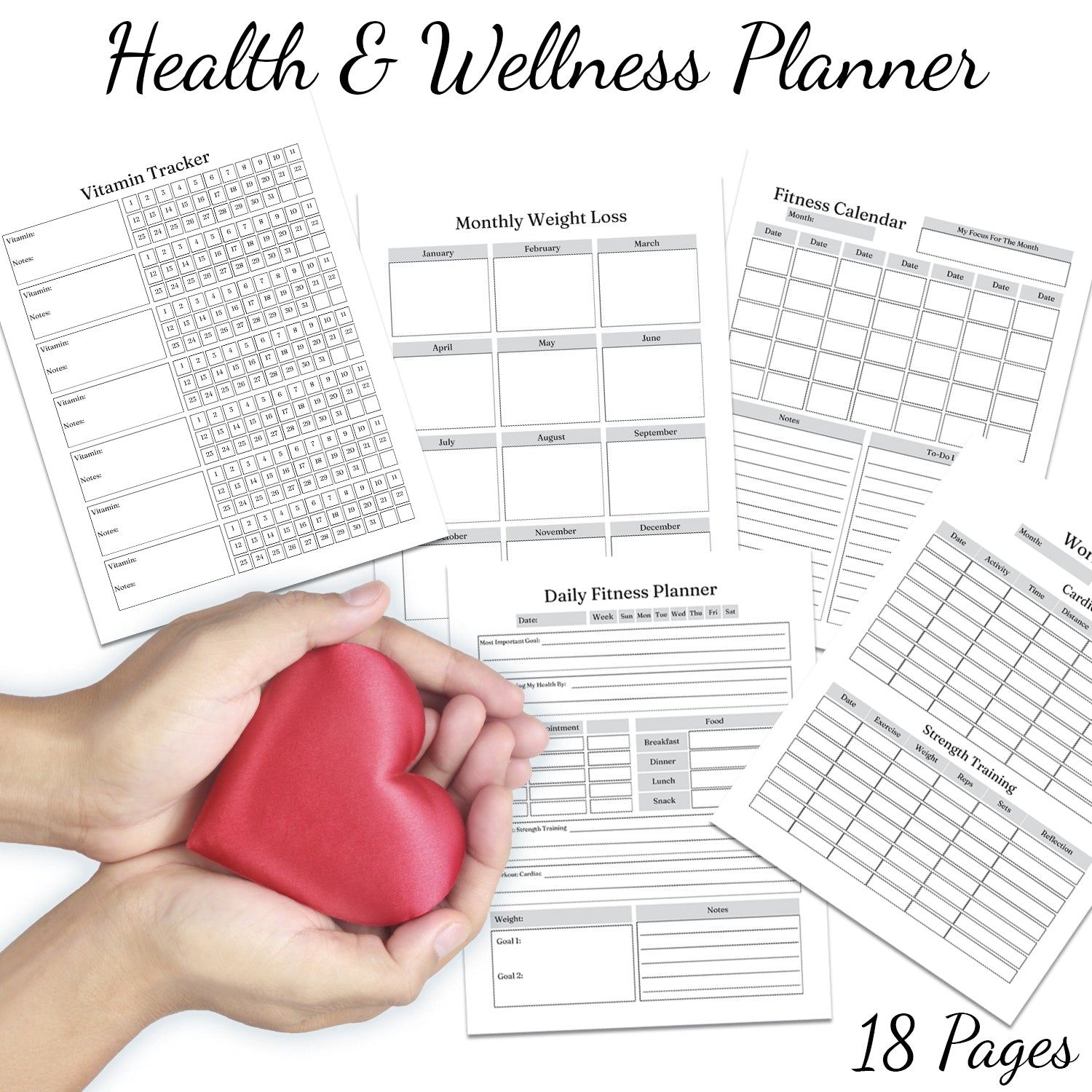 Downloadable Printable Health and Wellness Planner