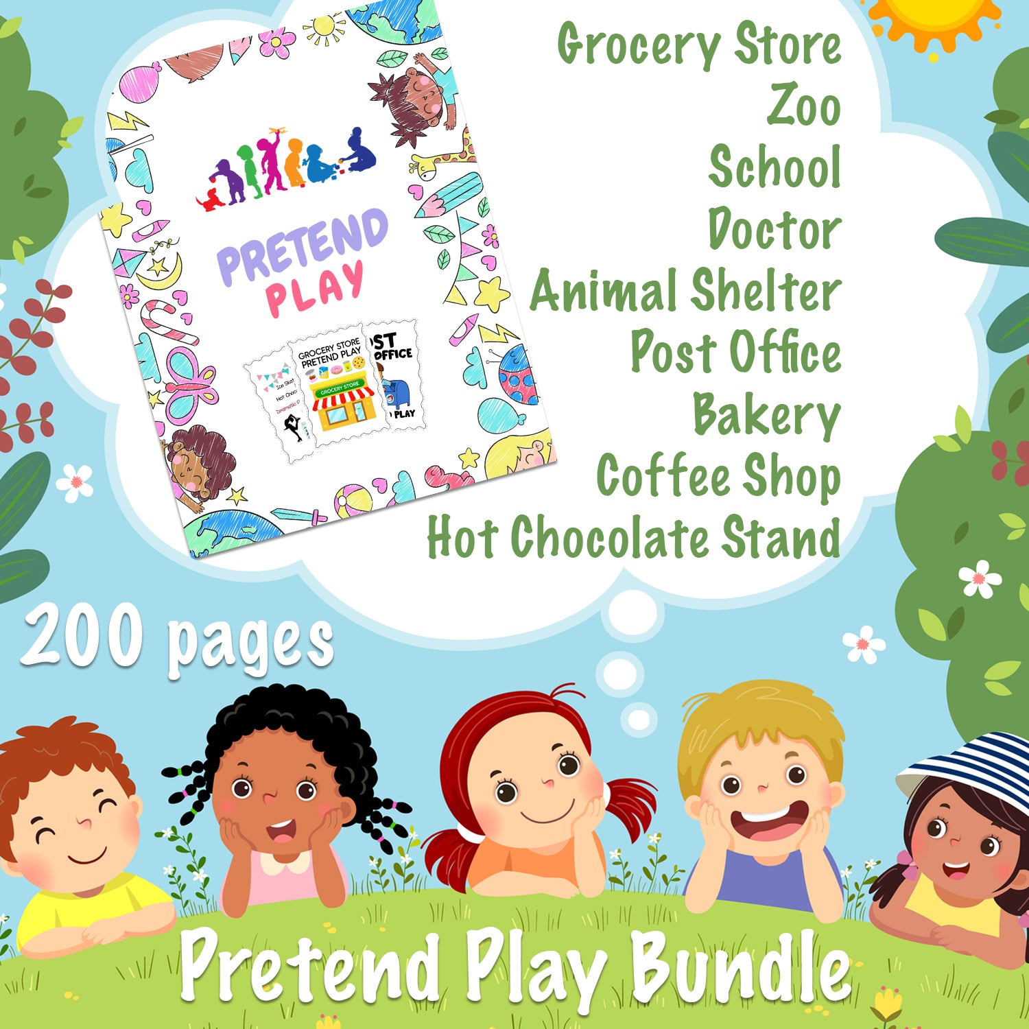 Downloadable Printable Pretend Play Bundle Pages for Kids