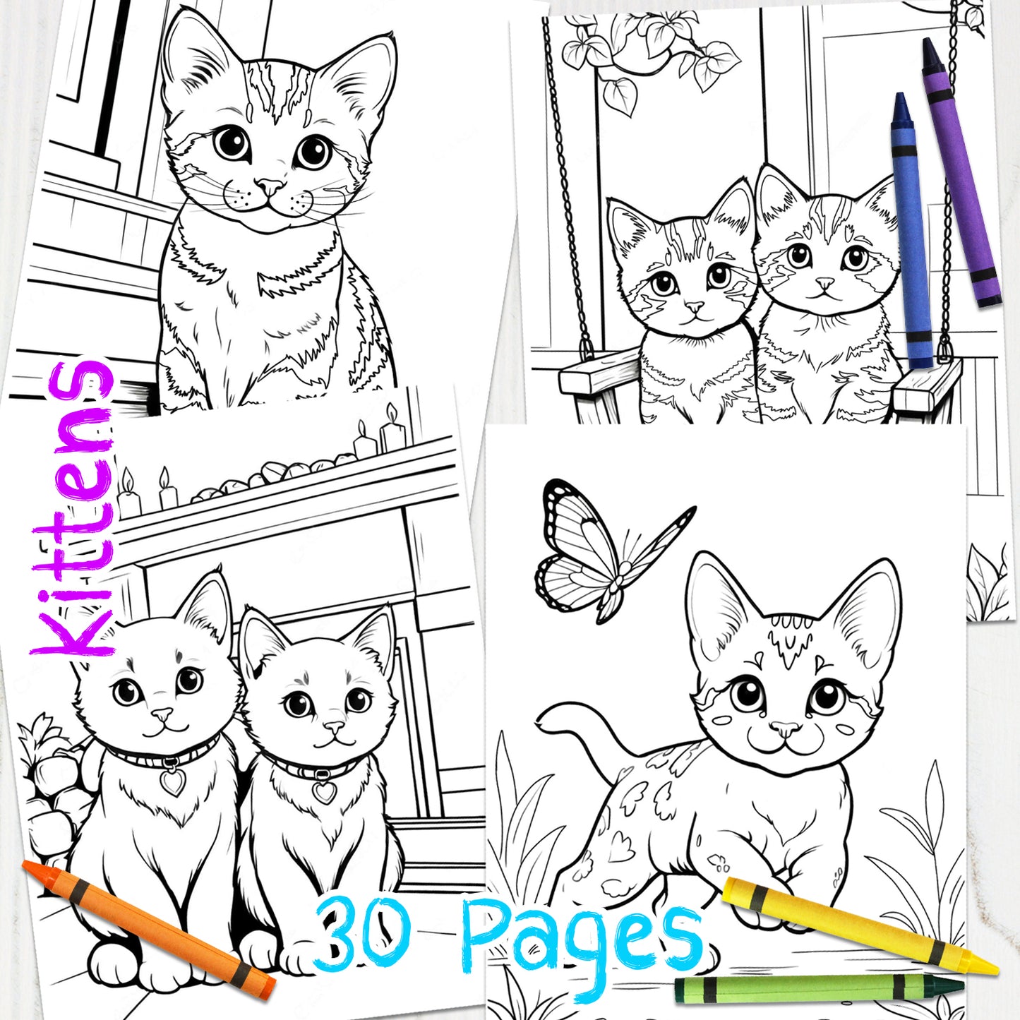 Downloadable Printable Kittens Coloring Pages for Kids