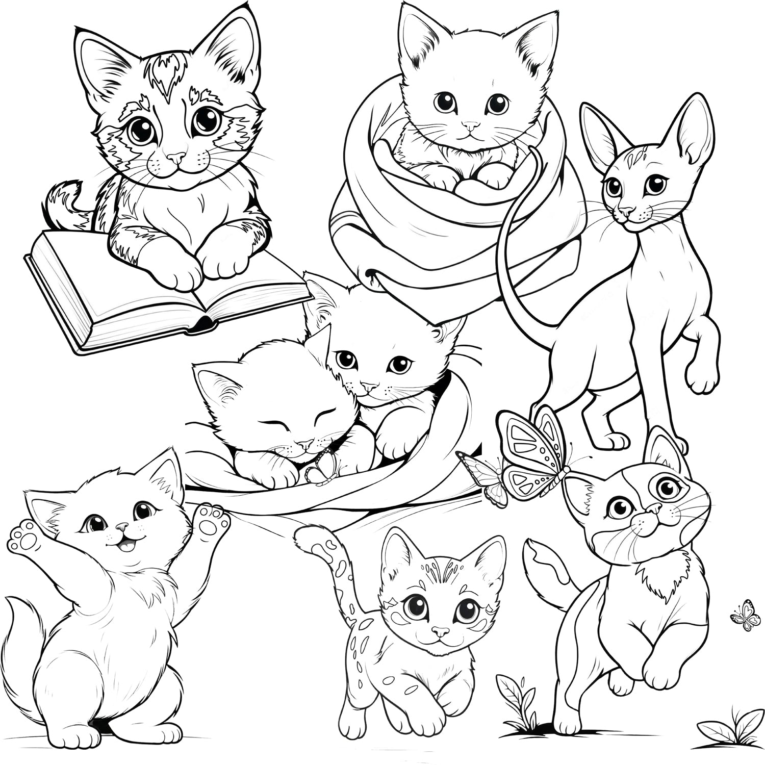 Downloadable Printable Kittens Coloring Pages for Kids