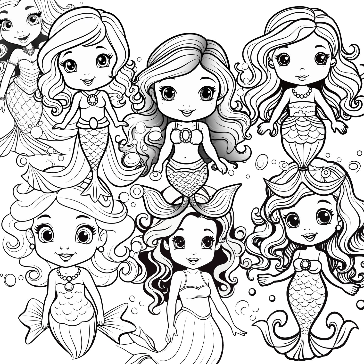 Downloadable Printable Mermaids Coloring Pages for Kids