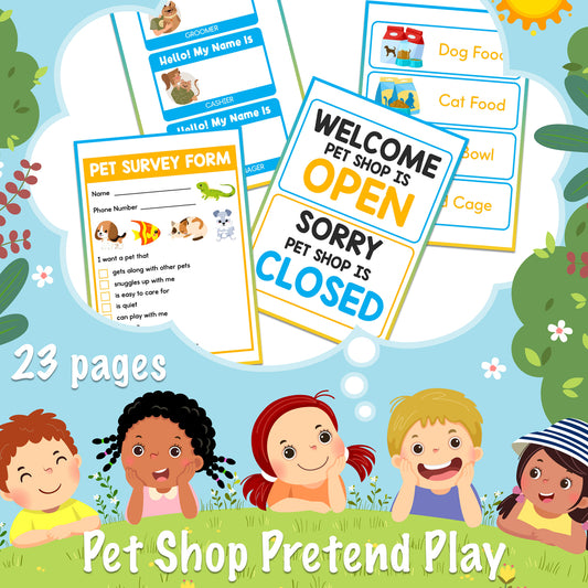 Downloadable Printable Pet Store Pretend Play Pages for Kids