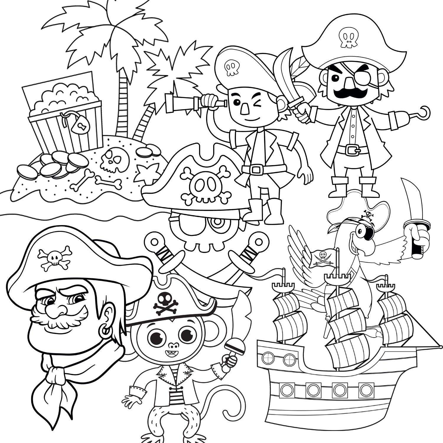 Downloadable Printable Pirates Coloring Pages for Kids