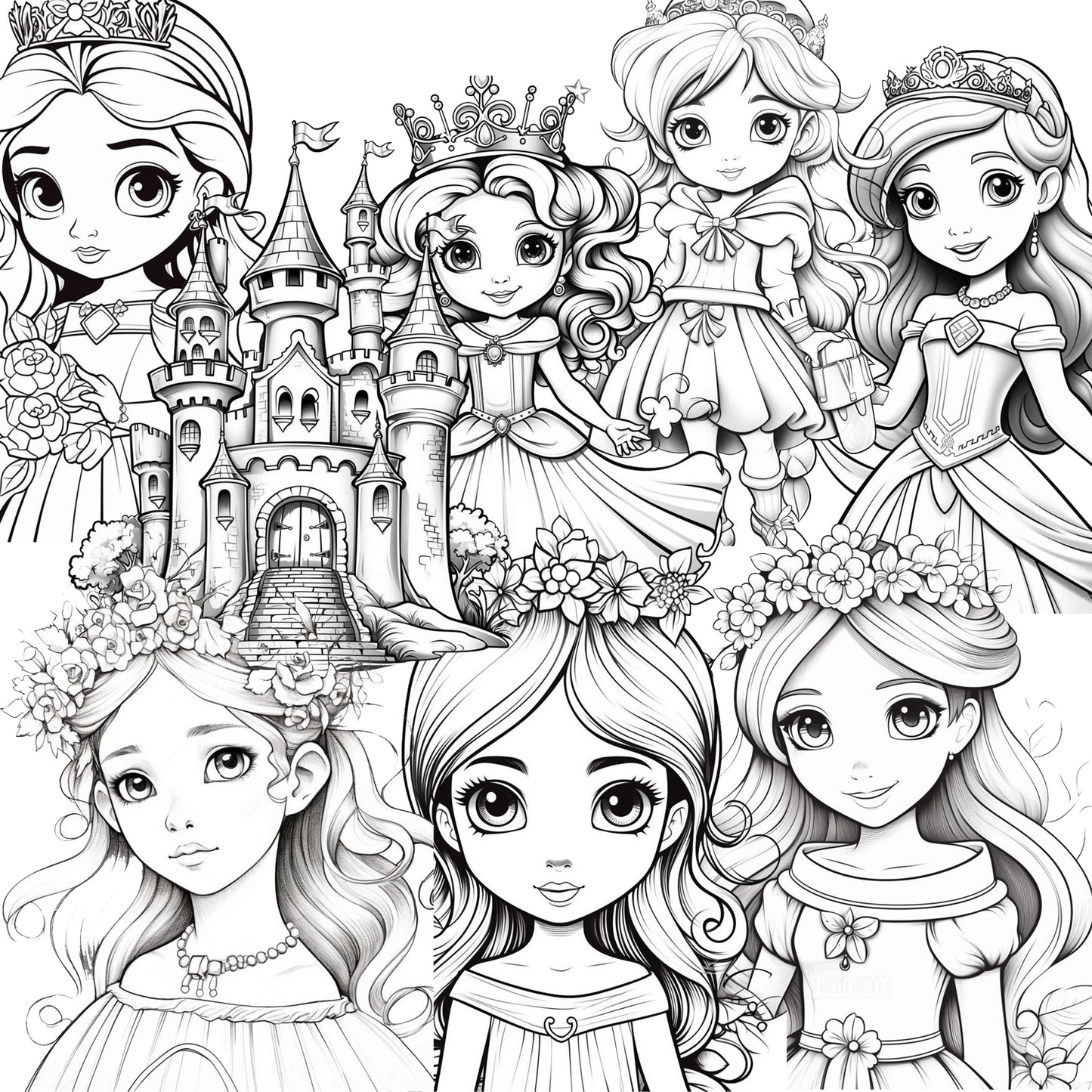 Downloadable Printable Princess Coloring Pages for Kids