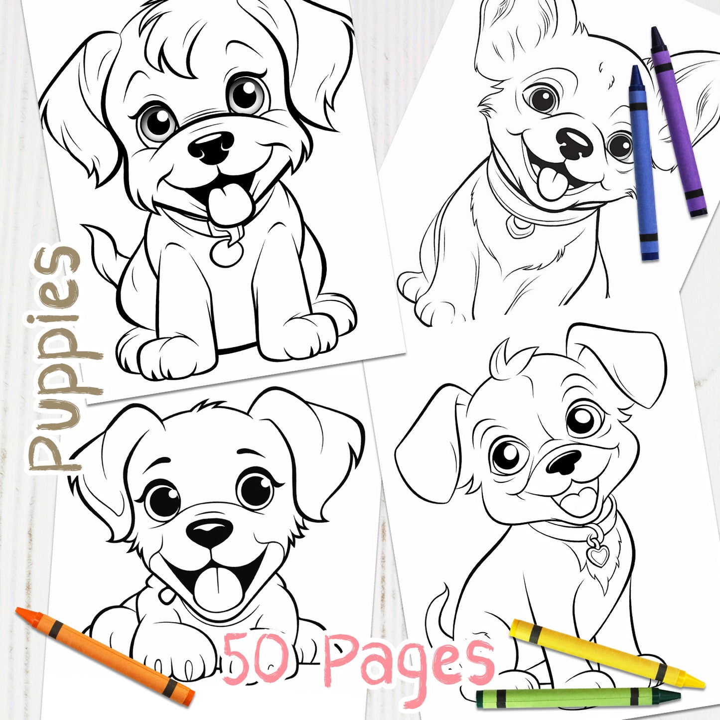 Downloadable Printable Puppies Coloring Pages for Kids