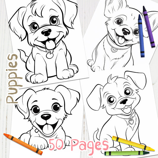 Downloadable Printable Puppies Coloring Pages for Kids