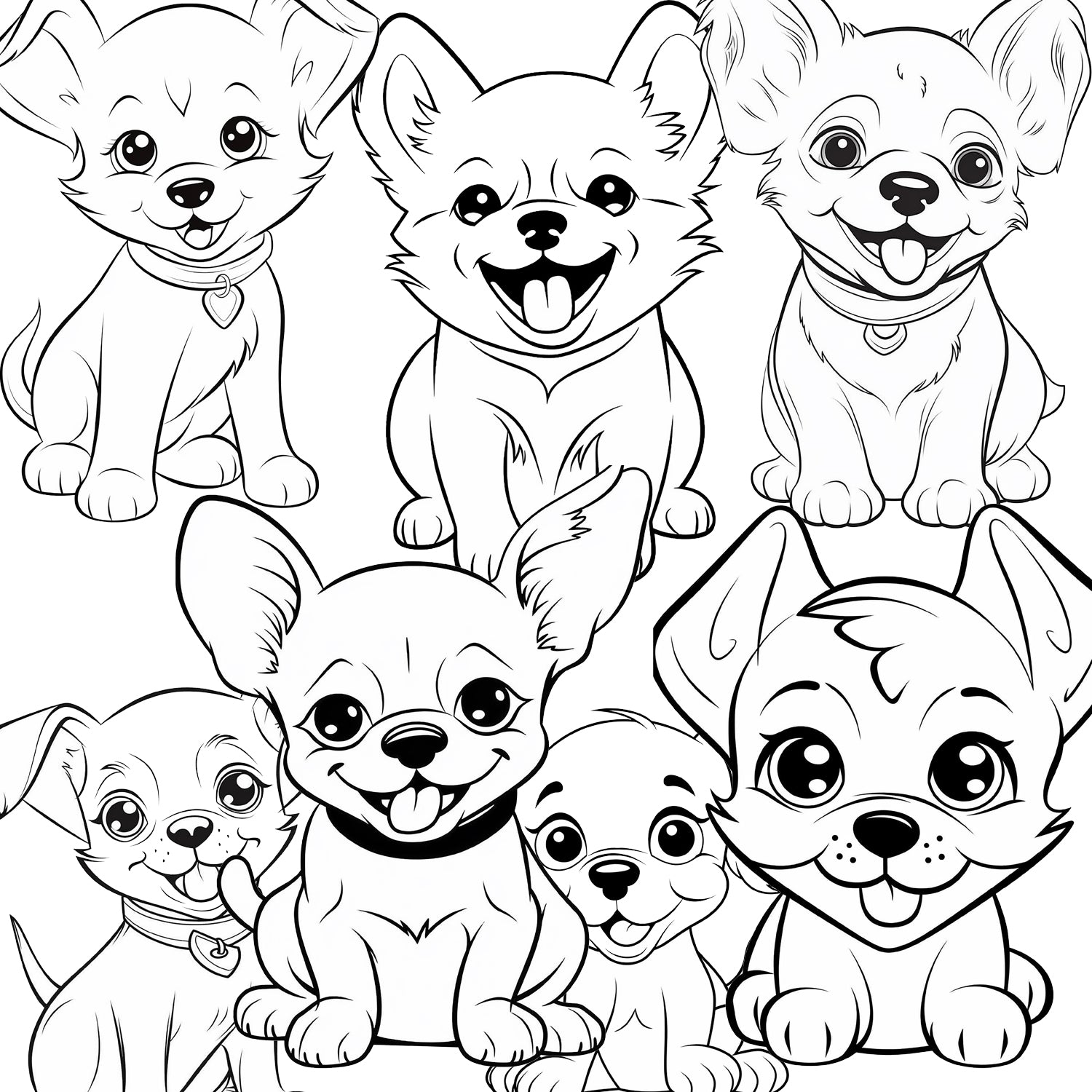 Downloadable Printable Puppies Coloring Pages for Kids