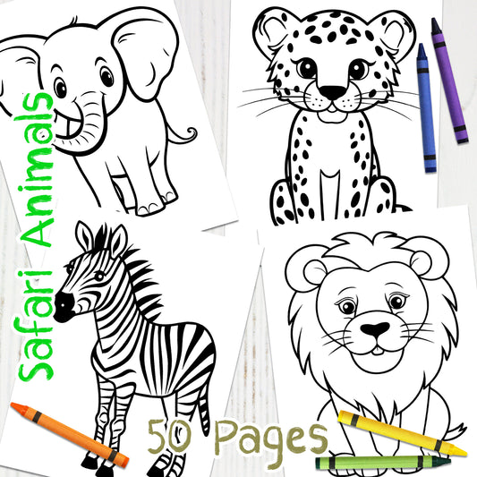 Downloadable Printable Safari Animals Coloring Pages for Kids