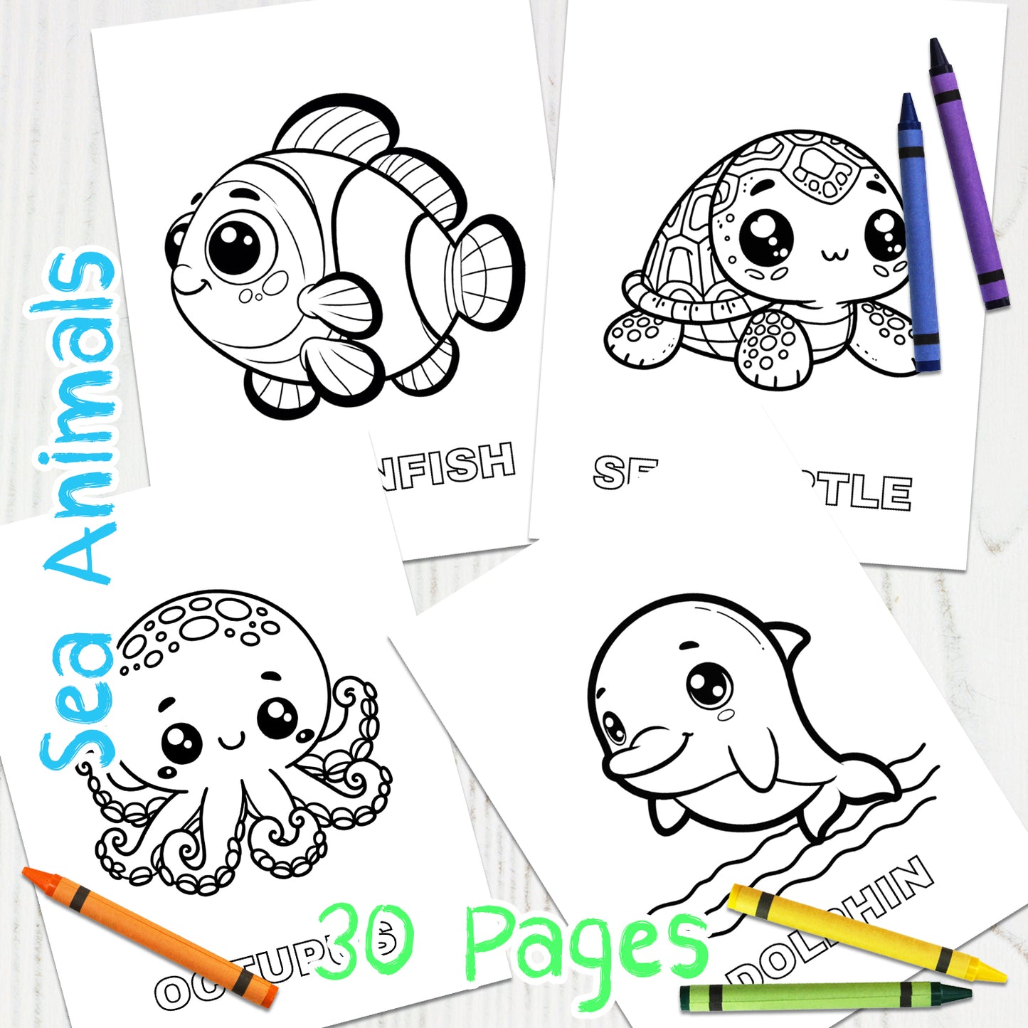 Downloadable Printable Sea Animals Coloring Pages for Kids