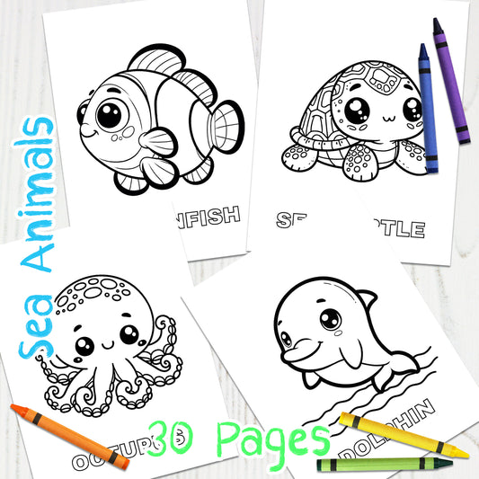 Downloadable Printable Sea Animals Coloring Pages for Kids