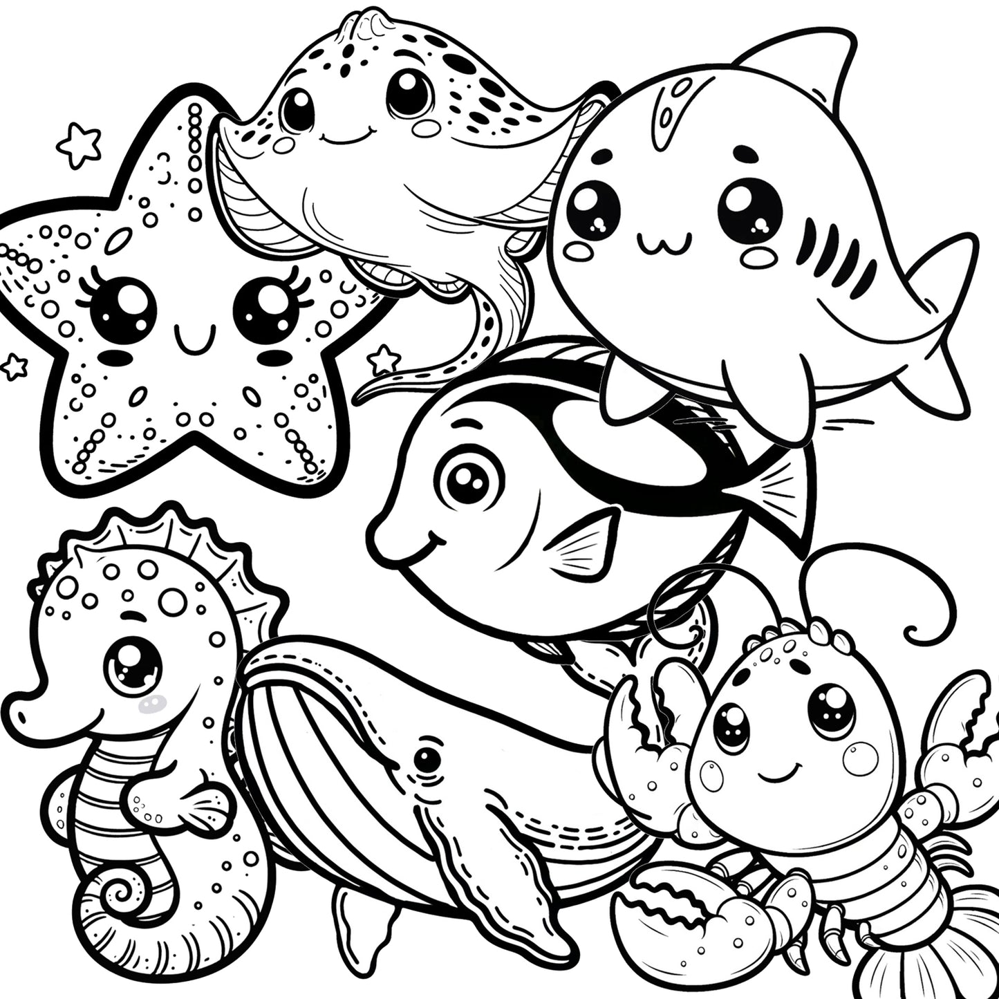 Downloadable Printable Sea Animals Coloring Pages for Kids