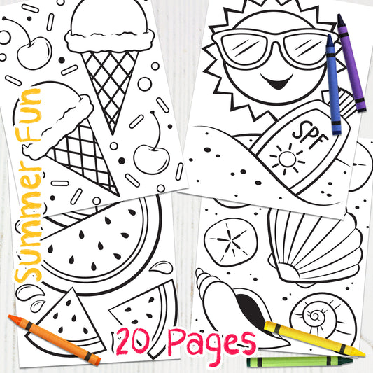 Downloadable Printable Summer Fun Coloring Pages for Kids