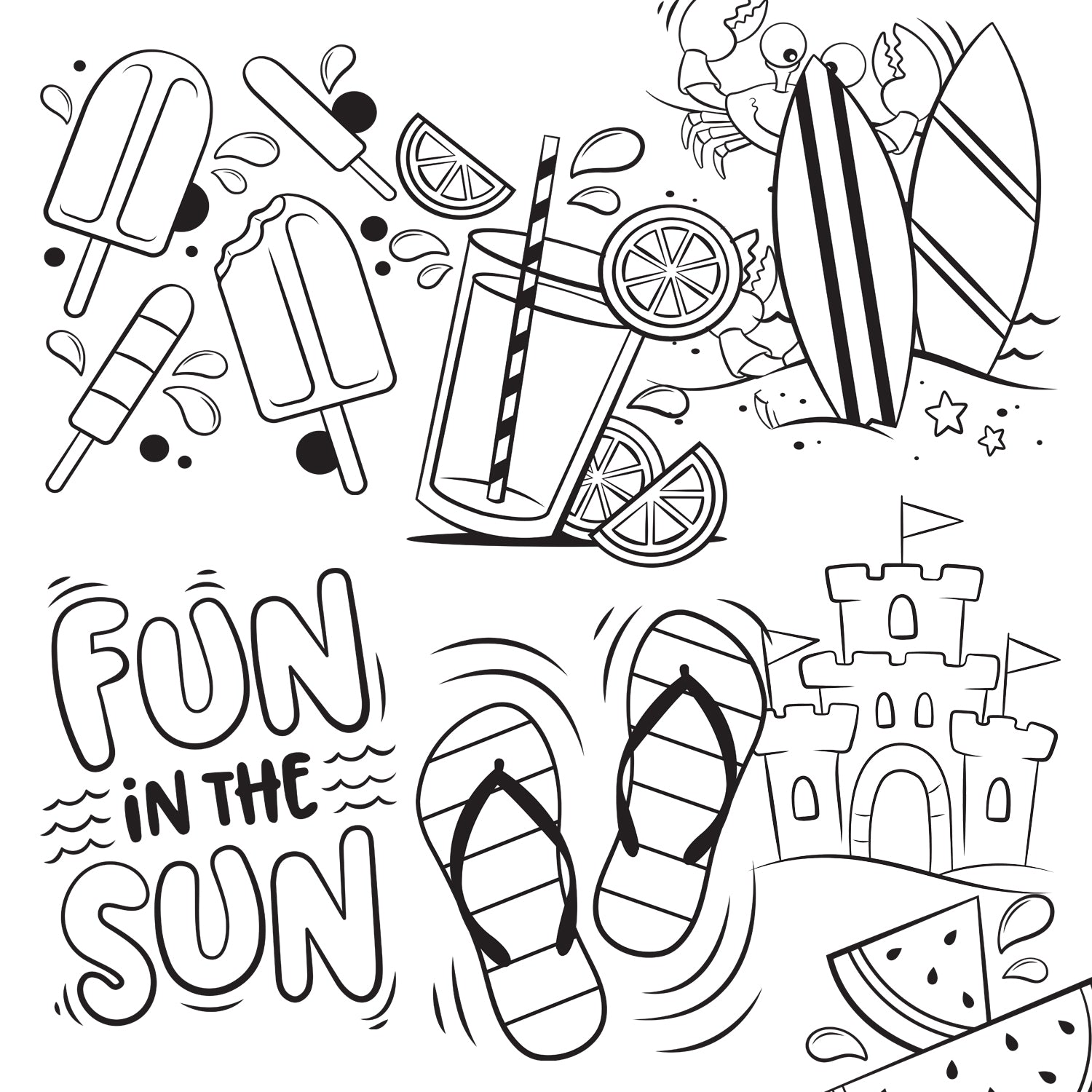 Downloadable Printable Summer Fun Coloring Pages for Kids