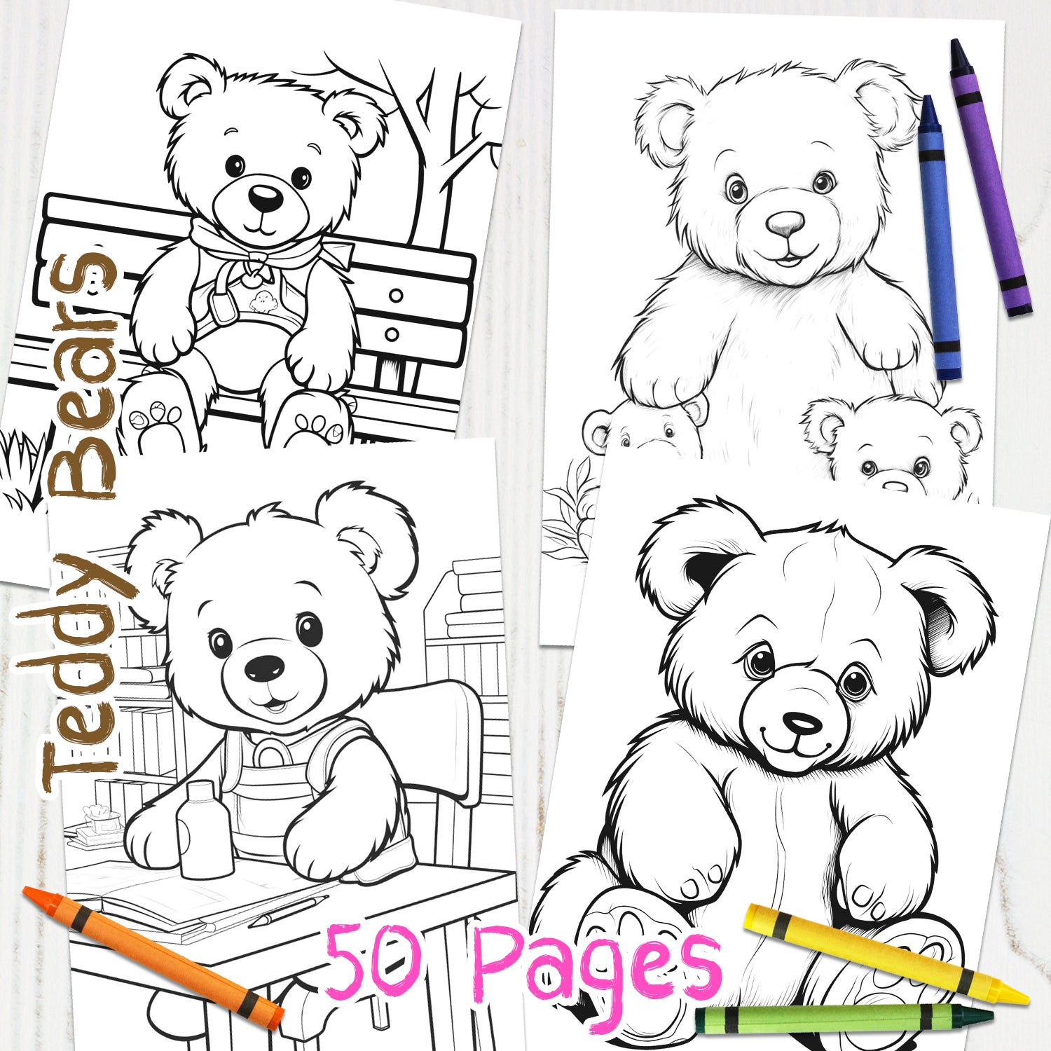 Downloadable Printable Teddy Bears Coloring Pages for Kids