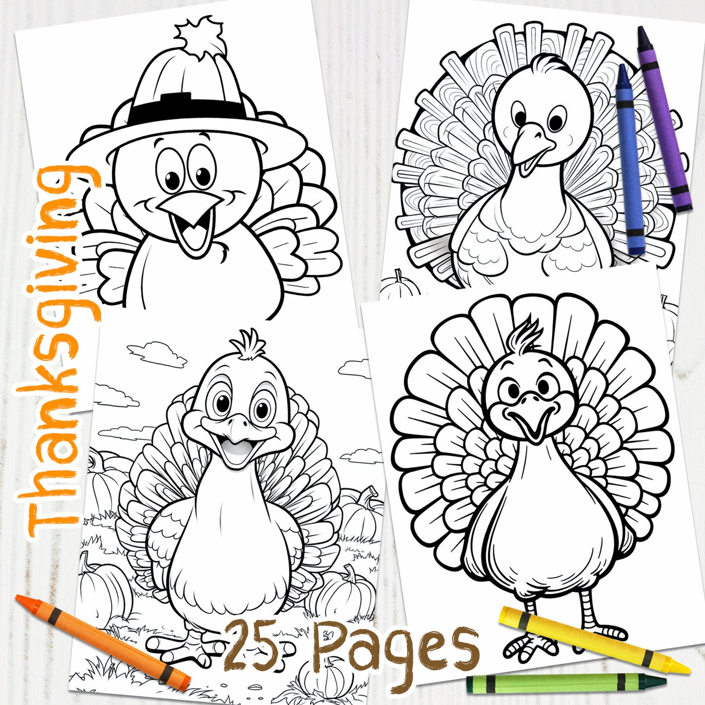 Downloadable Printable Thanksgiving Coloring Pages for Kids