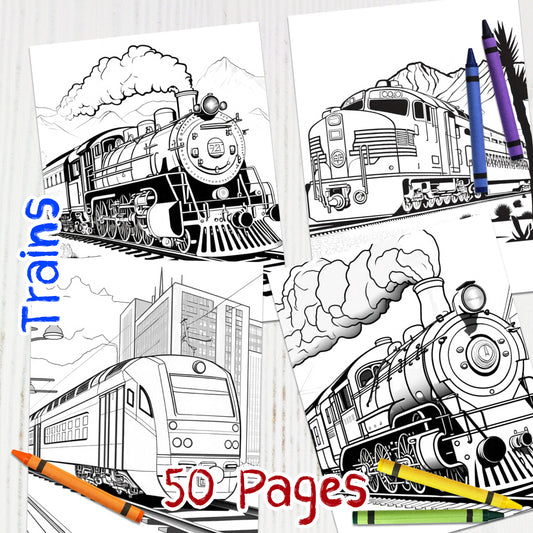 Downloadable Printable Trains Coloring Pages for Kids