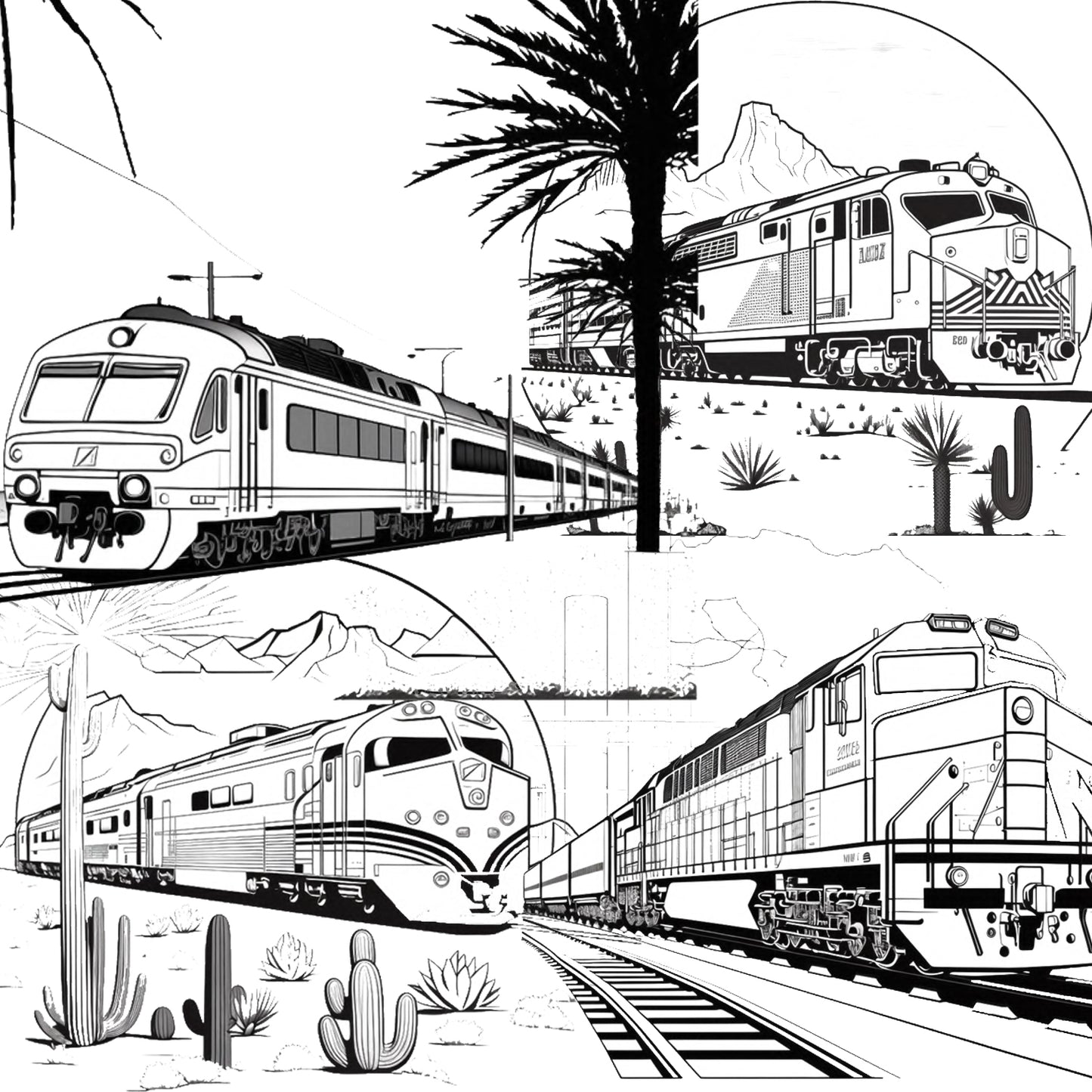 Downloadable Printable Trains Coloring Pages for Kids