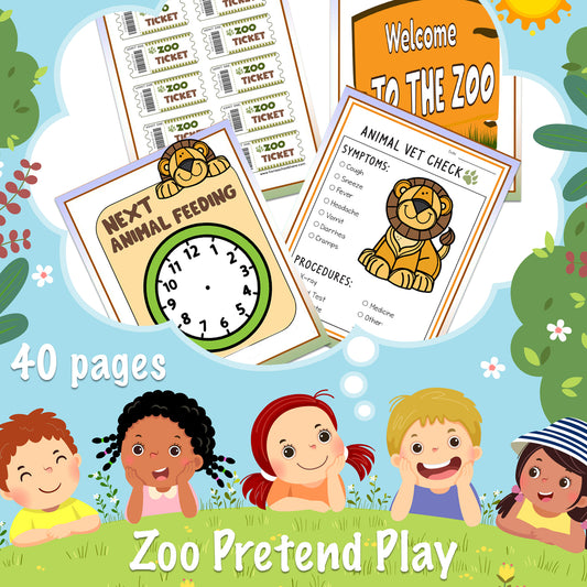 Downloadable Printable Zoo Pretend Play Pages for Kids