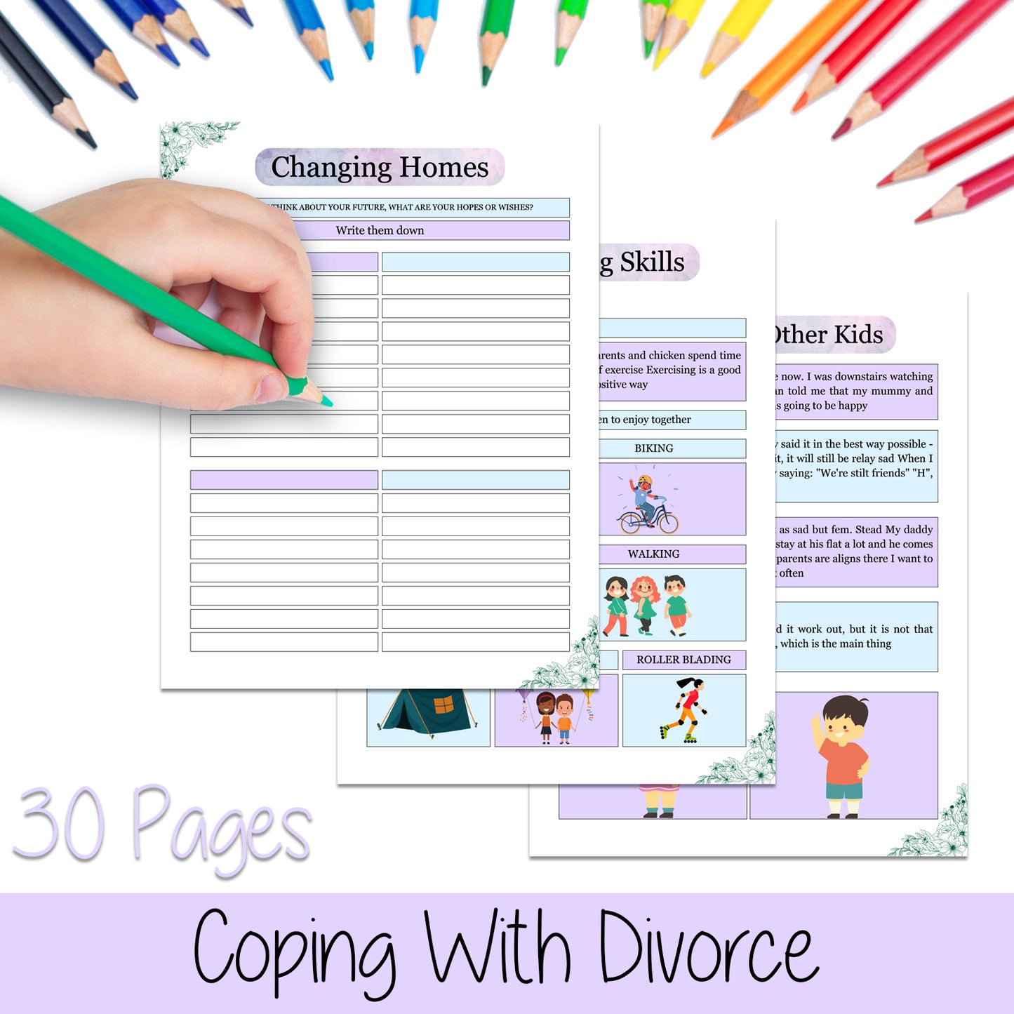 Downloadable Printable Coping With Divorce Journal for Kids