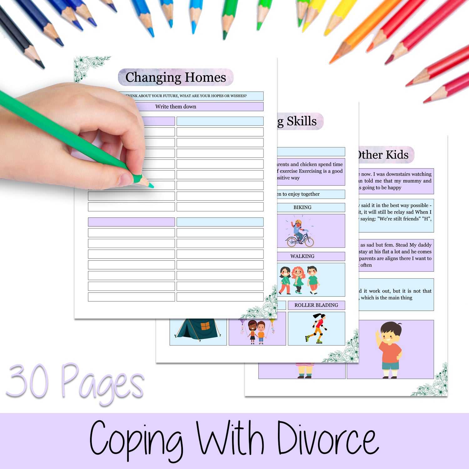 Downloadable Printable Coping With Divorce Journal for Kids