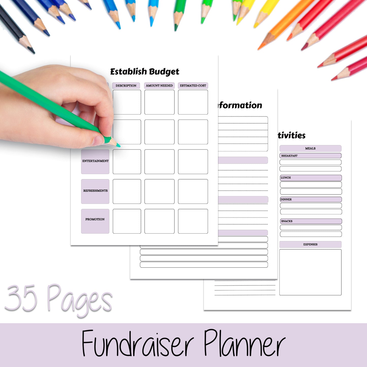 Downloadable Printable Fundraising Planner for Kids