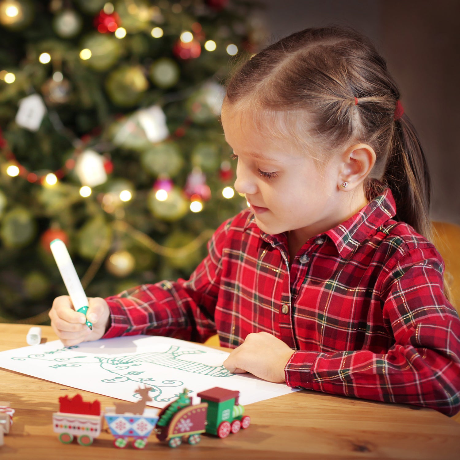 girl coloring Downloadable Printable Christmas Activity for Kids