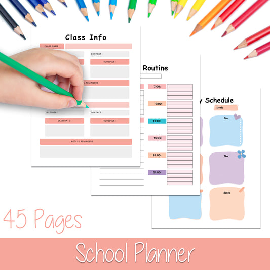 Downloadable Printable School Planner for Kids