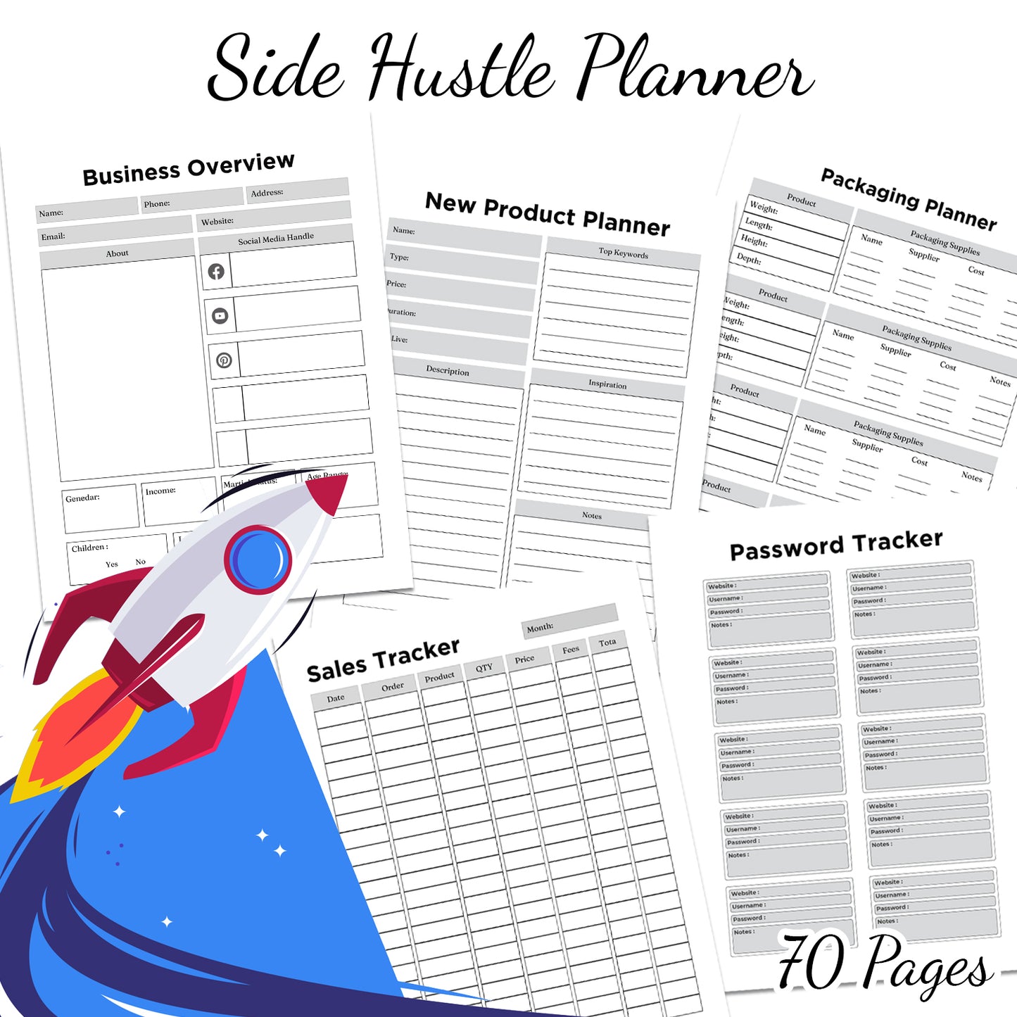 Downloadable Printable Side Hustle Planner