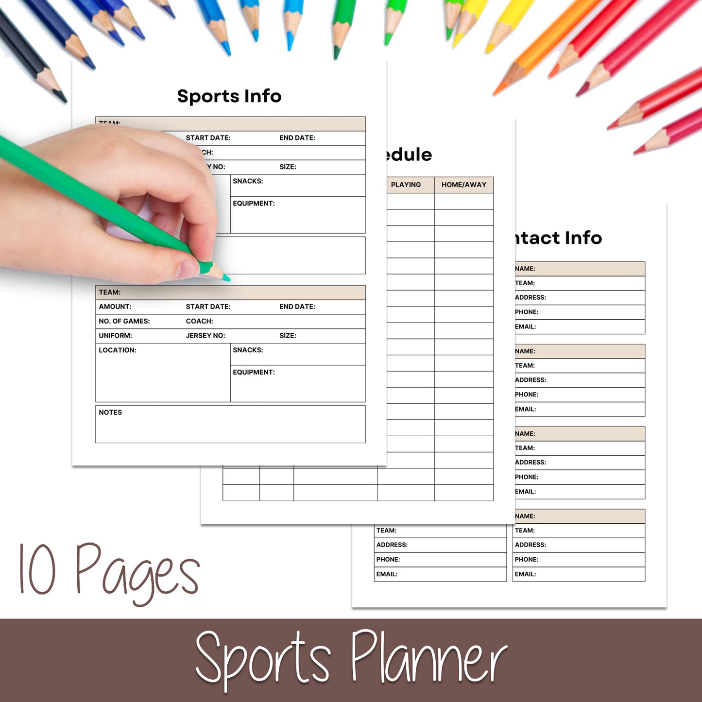 Downloadable Printable Sports Planner for Kids