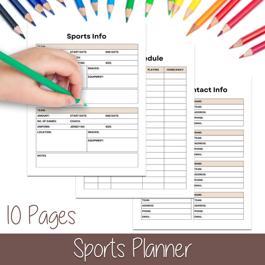 Downloadable Printable Sports Planner for Kids